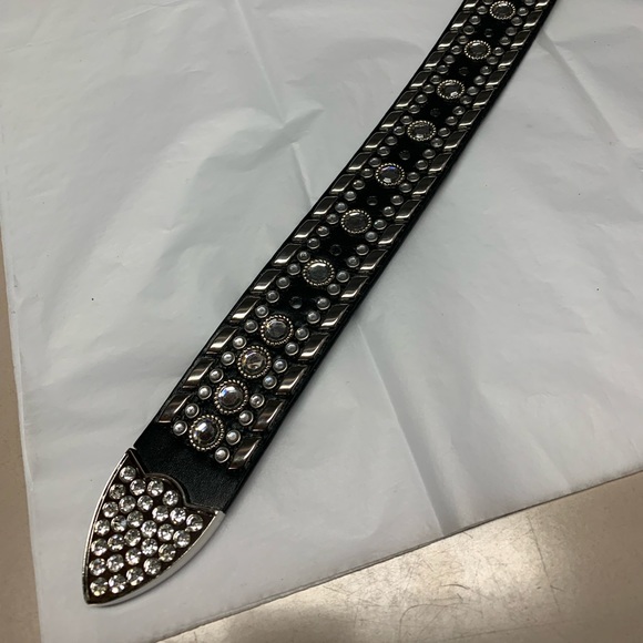 Vegan Leather Rhinestone Decor Buckle Belt - Picture 5 of 6